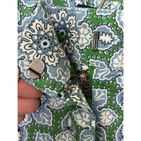 Lands End Bermuda Shorts Womens 14 Mid Rise Blue Green Floral Print Pockets - Picture 4 of 15